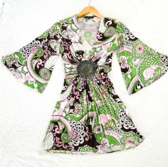 Sky | Paisley Boho Y2K Kimono Tunic - Picture 1 of 5